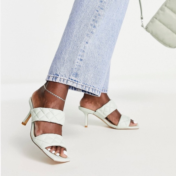 Office Heeled Mules in Sage - Picture 3 of 4